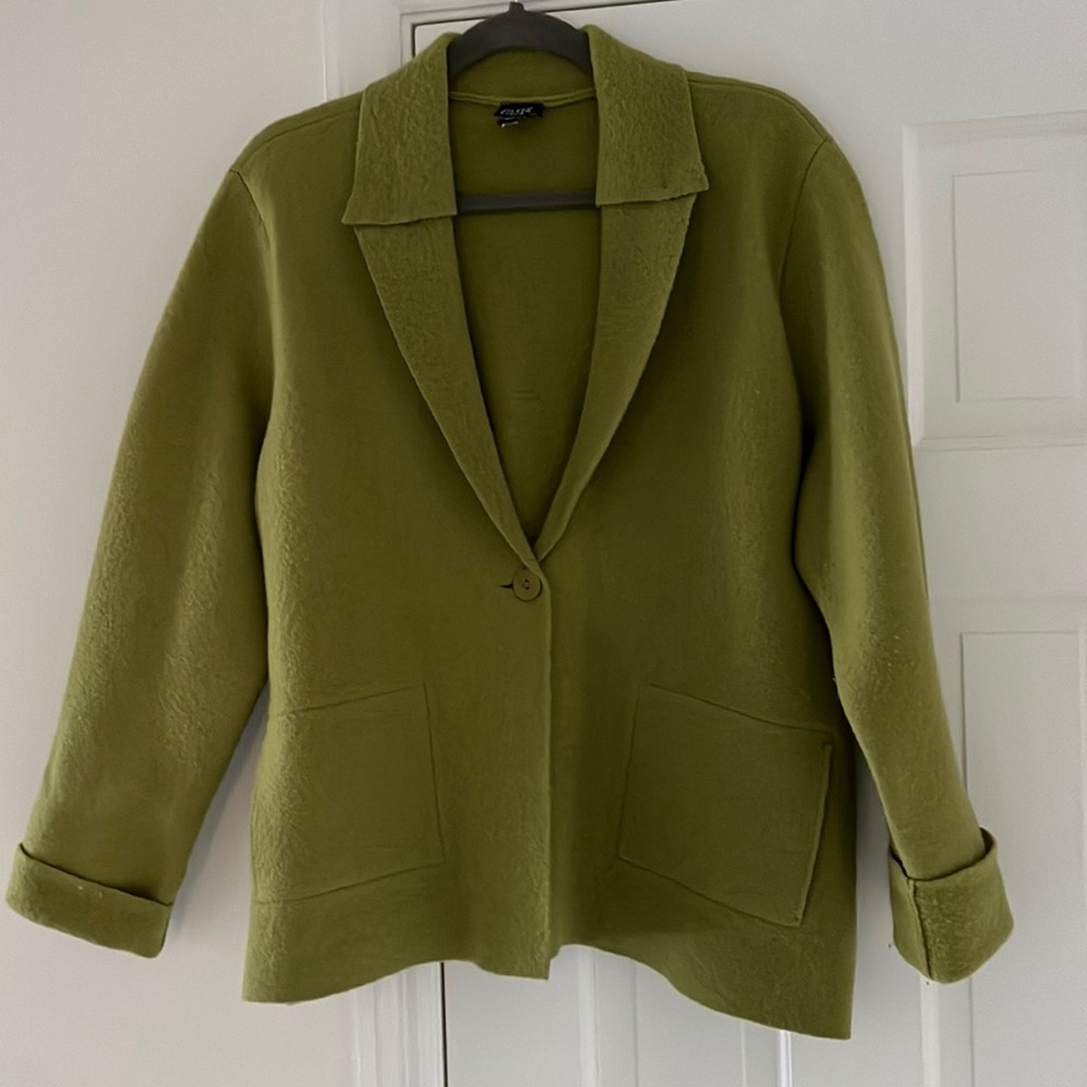 Eileen Fisher green wool jacket, L